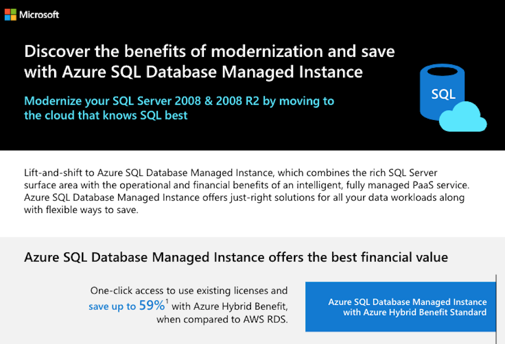 Read more about the article Discover the benefits of modernization and save with Azure SQL Database Managed Instance